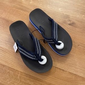 J. Crew Striped Flip-Flops in Retro Striped Blue